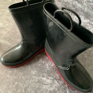 SkaDoo Kids Rain Boots Black/Red Size 4